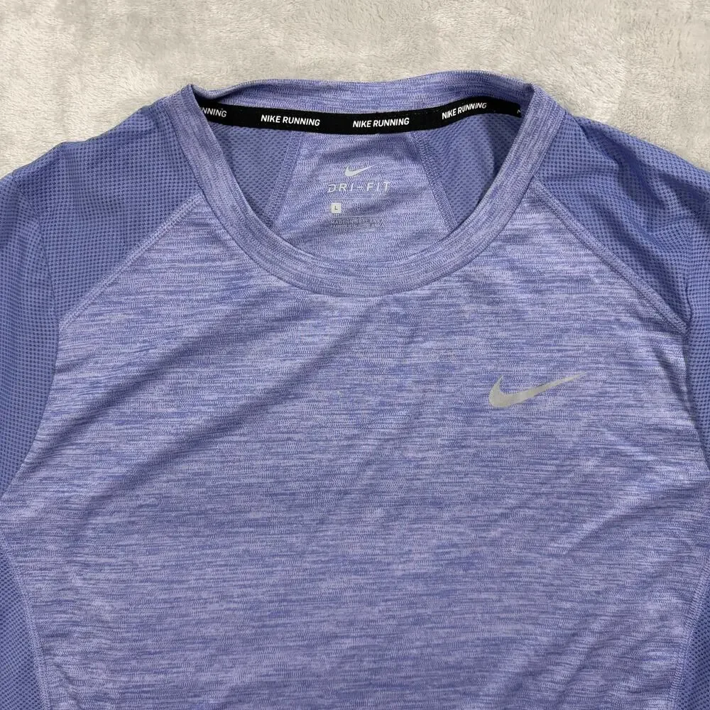Nike Dri-FIT Running Mens Large Purple Heather Short Sleeve Athletic Shirt